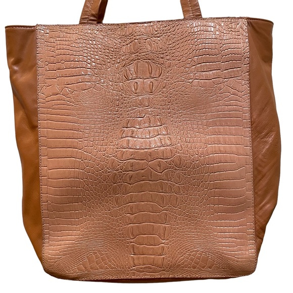 Jana Feifer Tan Croc Embossed Large Tote Bag - Picture 2 of 9